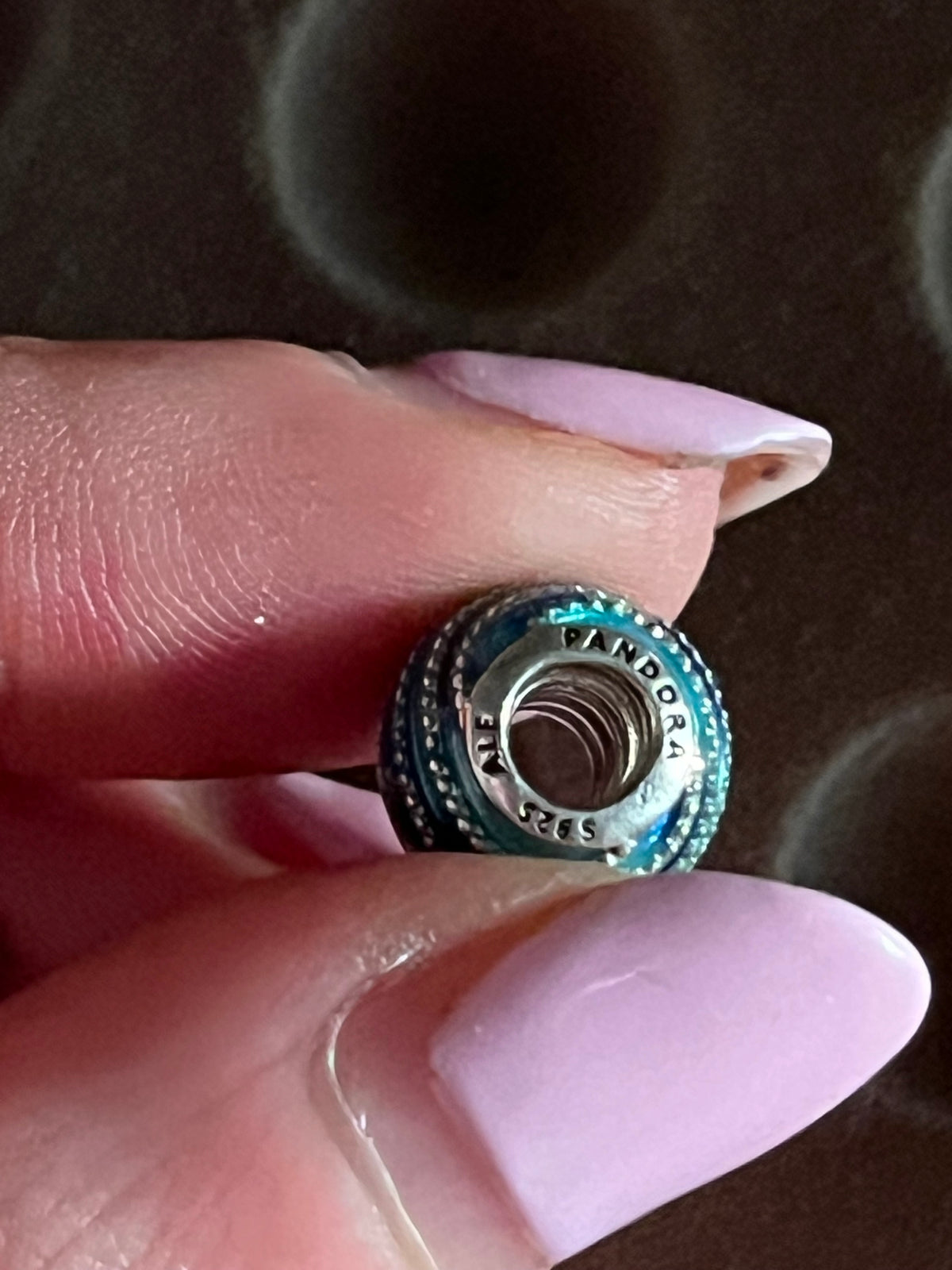Pandora blue swirls charm