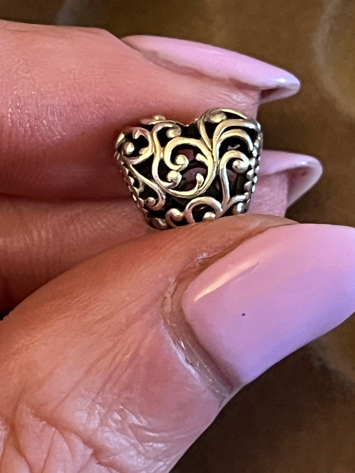 Pandora floral heart charm