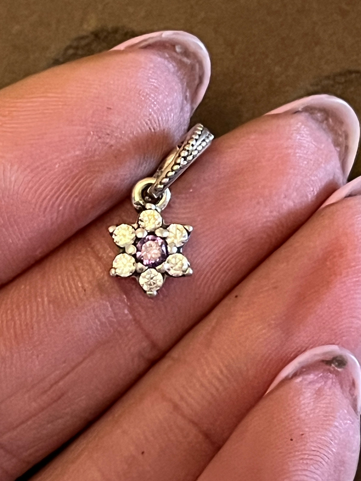 Pandora forget me not flower dangle charm