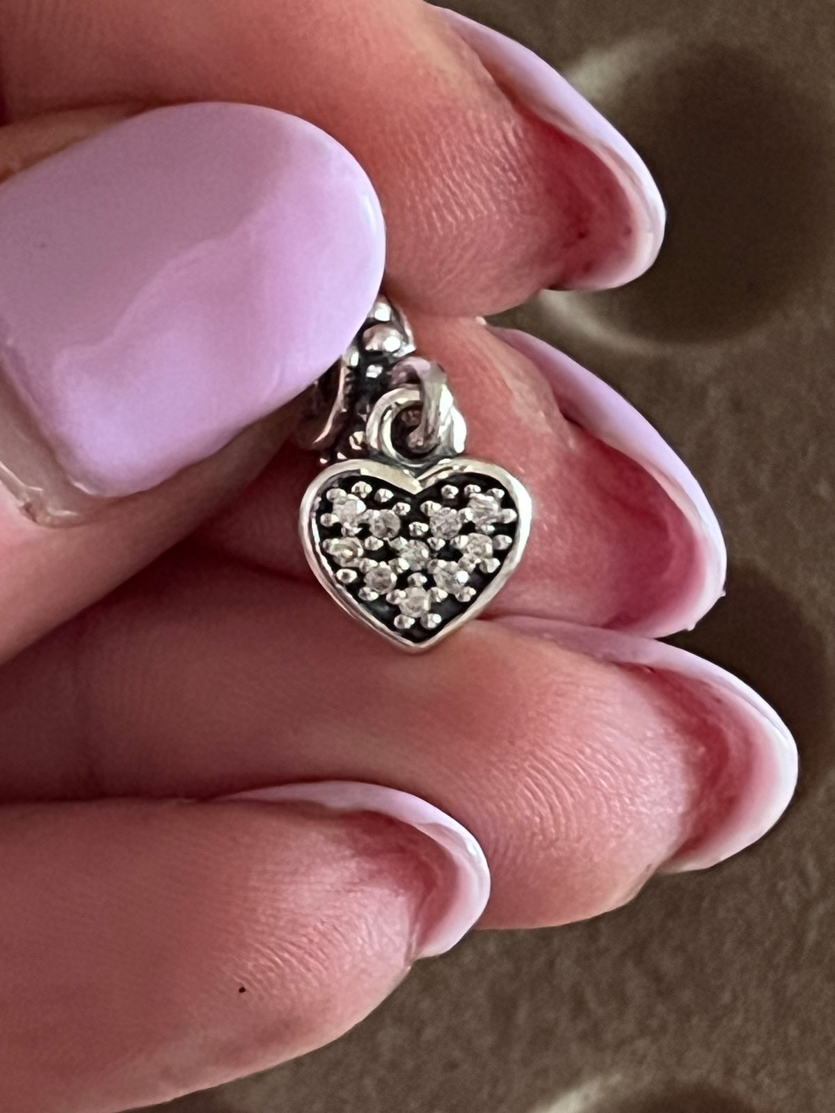 Pandora paved heart dangle charm