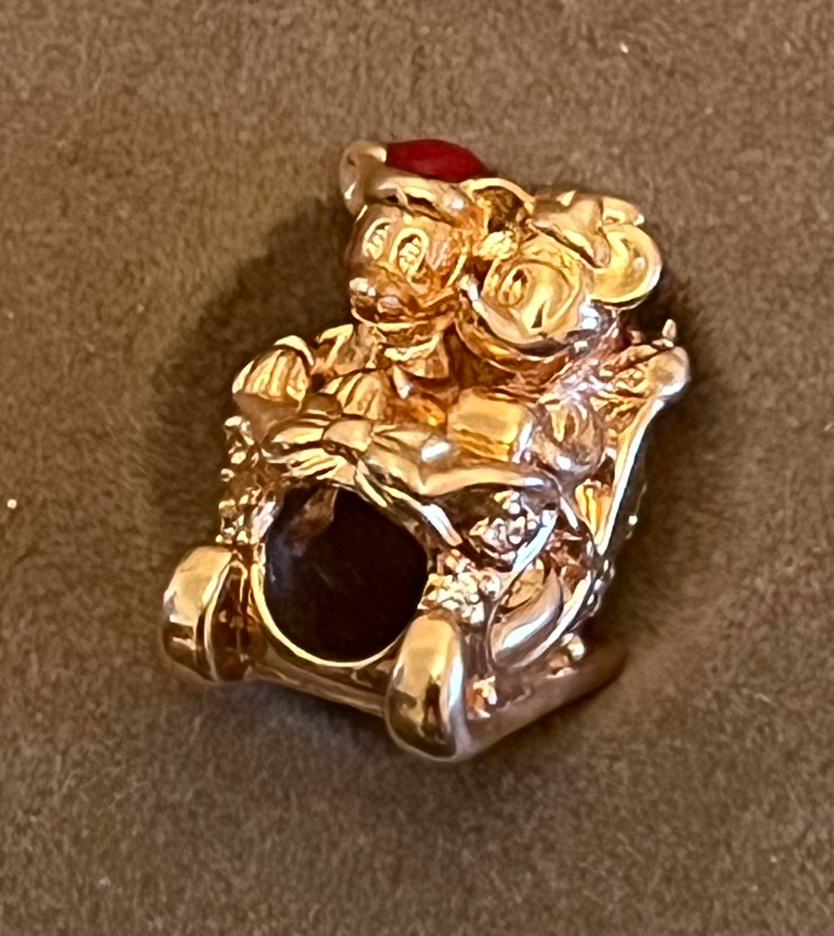 Pandora Disney rose gold Minnie and Mickey Christmas sleigh charm