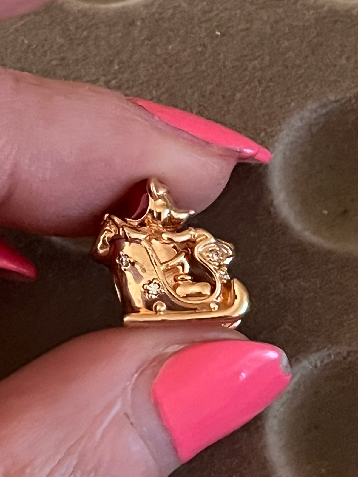 Pandora Disney rose gold Minnie and Mickey Christmas sleigh charm