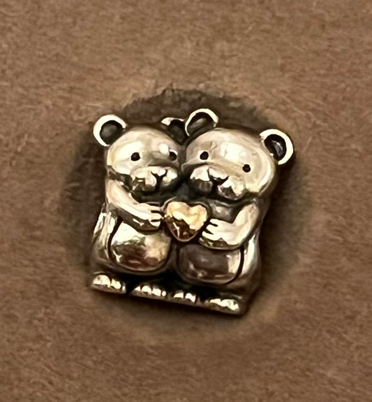 Pandora two tone hugging teddies charm