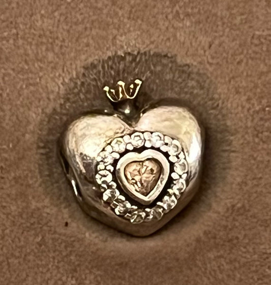 Pandora two tone princess heart charm