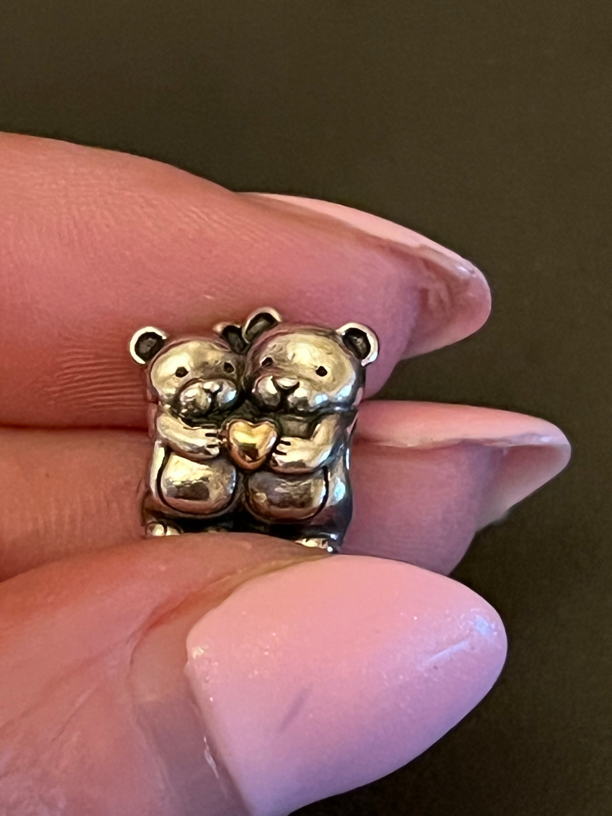 Pandora two tone hugging teddies charm