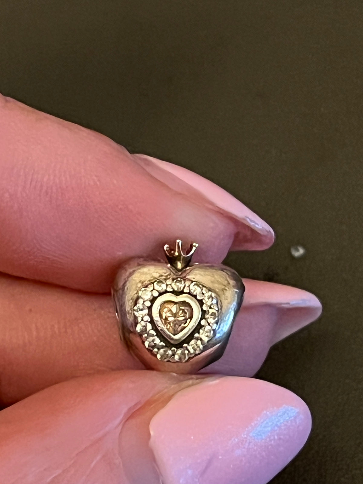 Pandora two tone princess heart charm