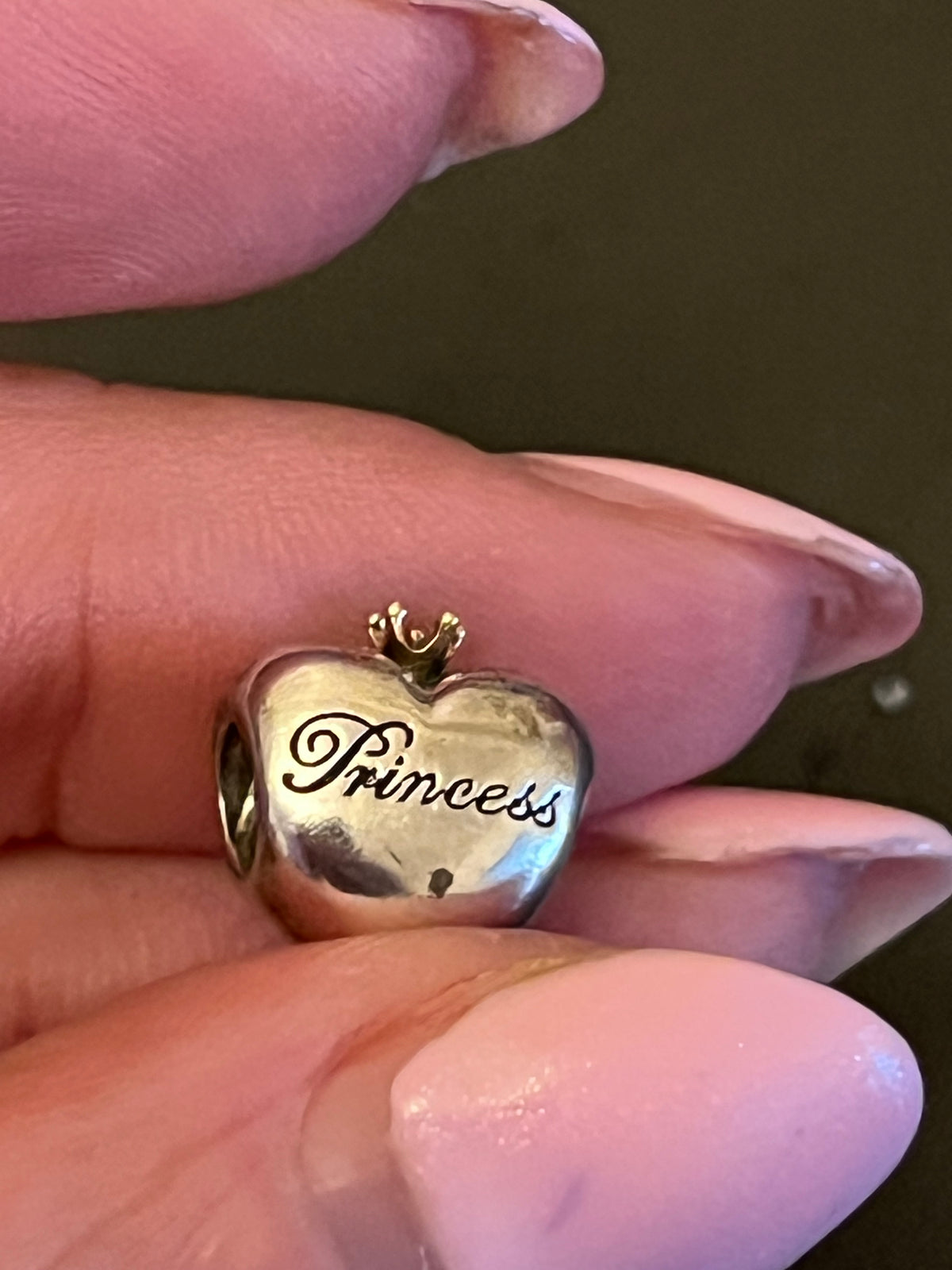 Pandora two tone princess heart charm