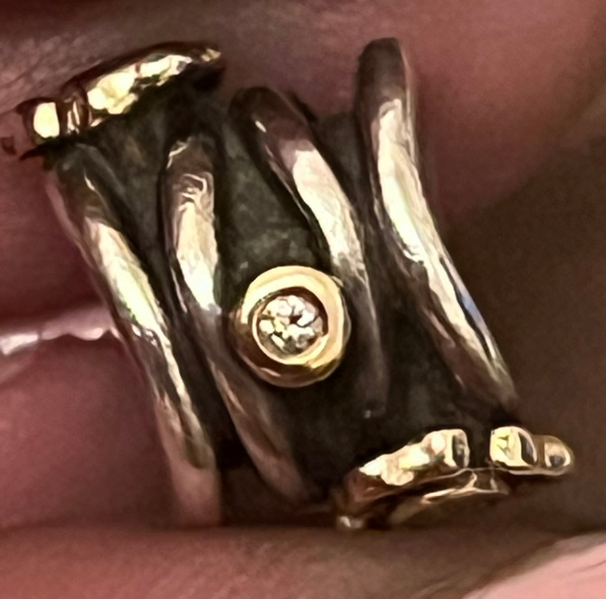Pandora hard to find rare peridot and diamond two tone flower charm