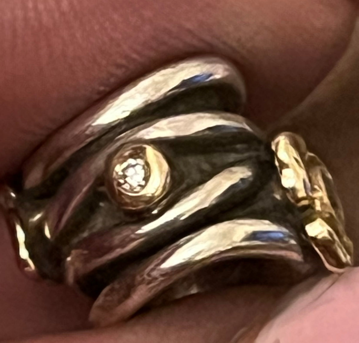 Pandora hard to find rare peridot and diamond two tone flower charm