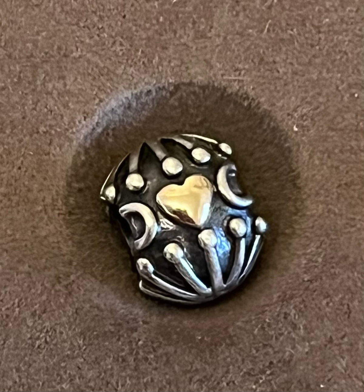 Pandora rare two tone heart charm