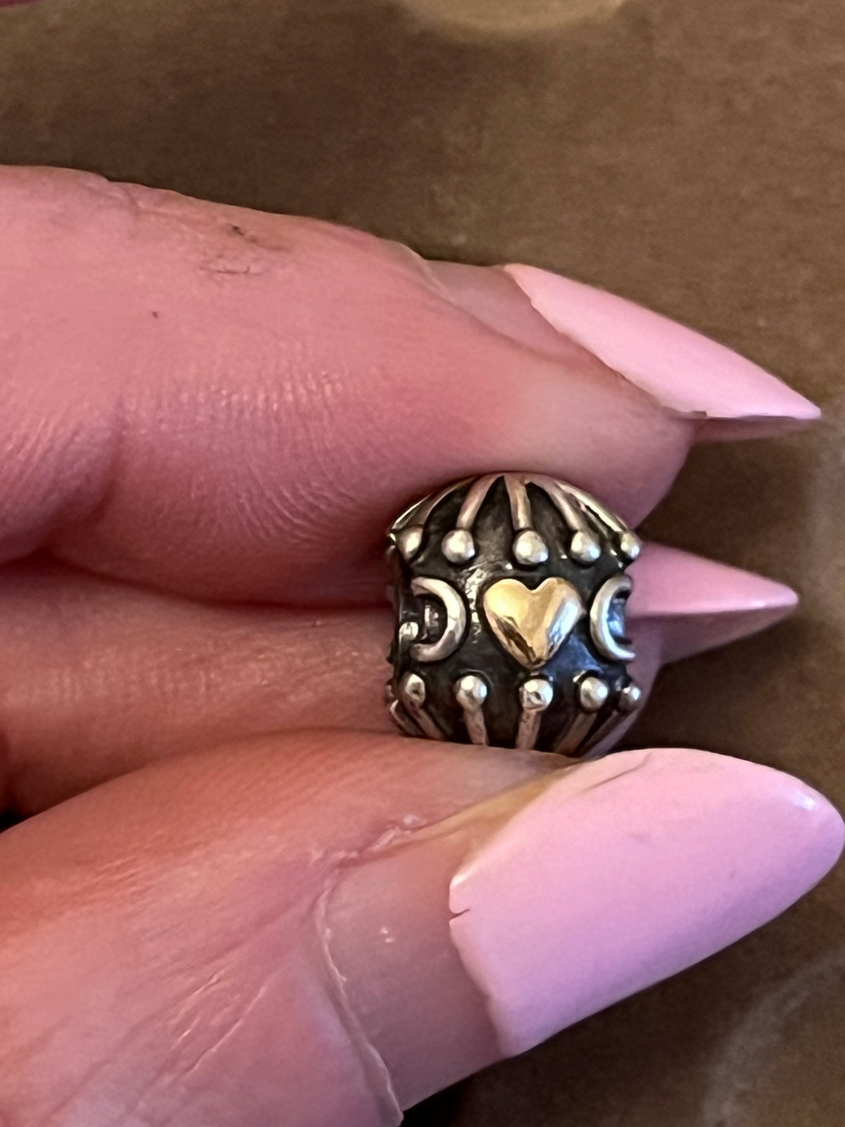 Pandora rare two tone heart charm