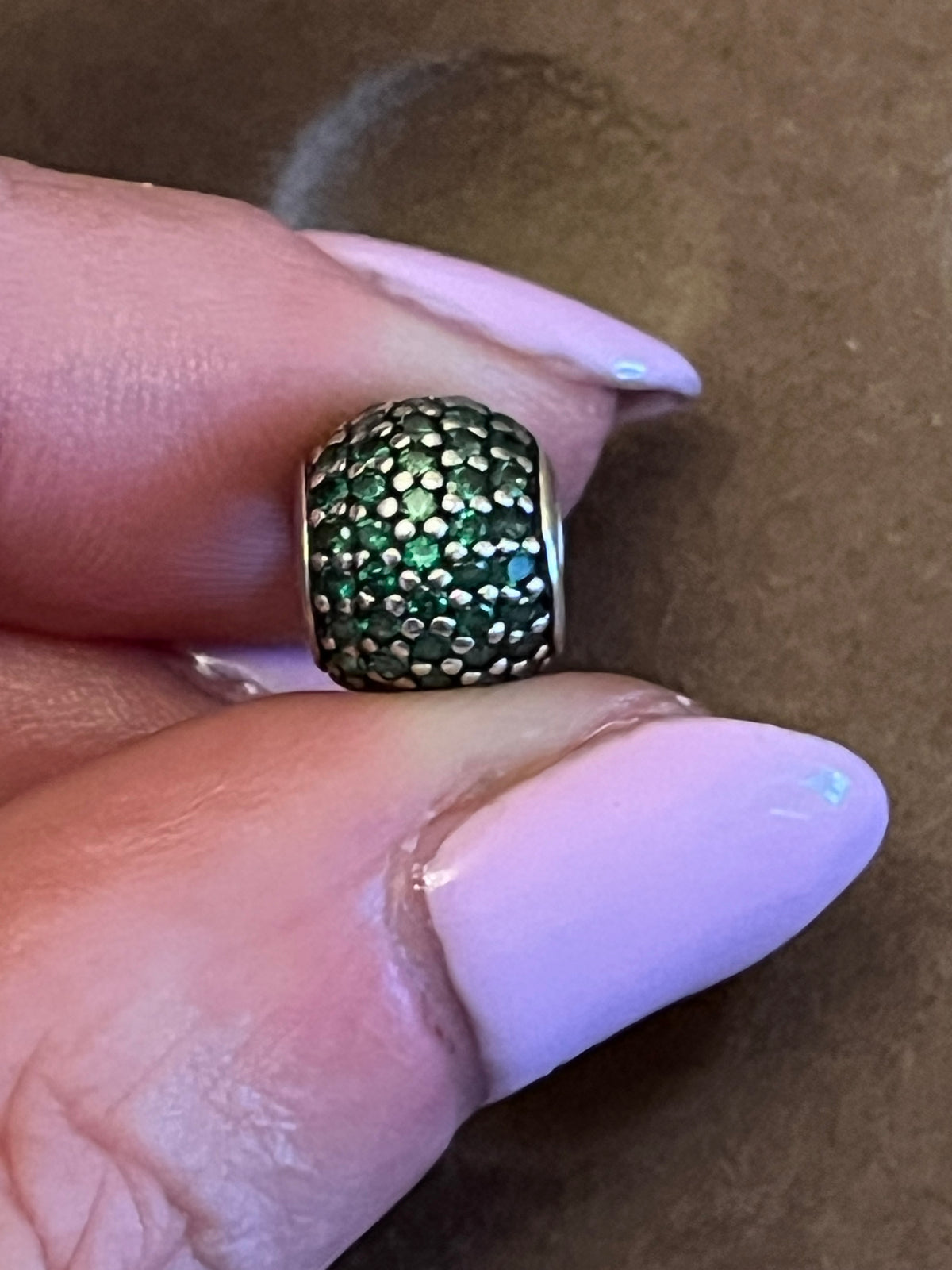 Pandora green paved charm