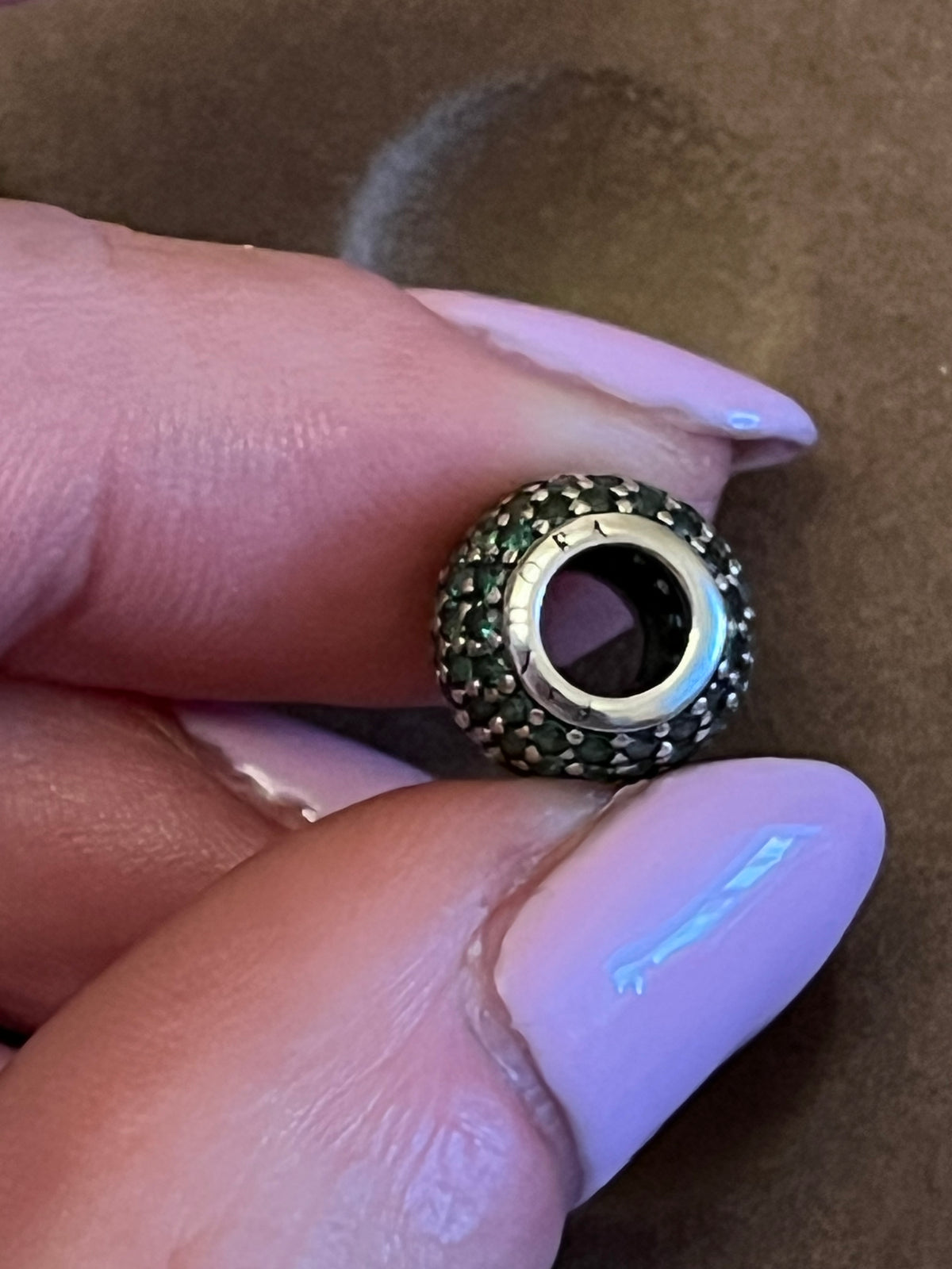 Pandora green paved charm