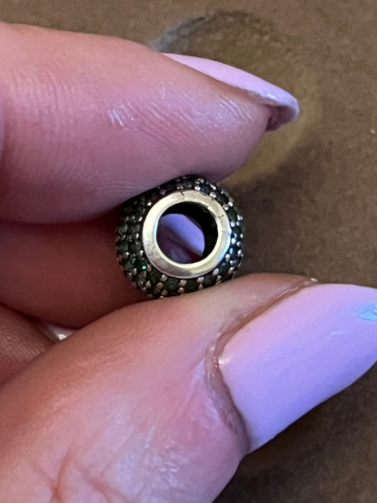 Pandora green paved charm