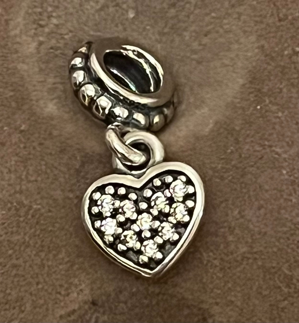 Pandora paved heart dangle charm