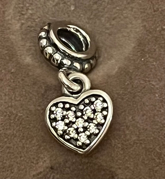 Pandora paved heart dangle charm