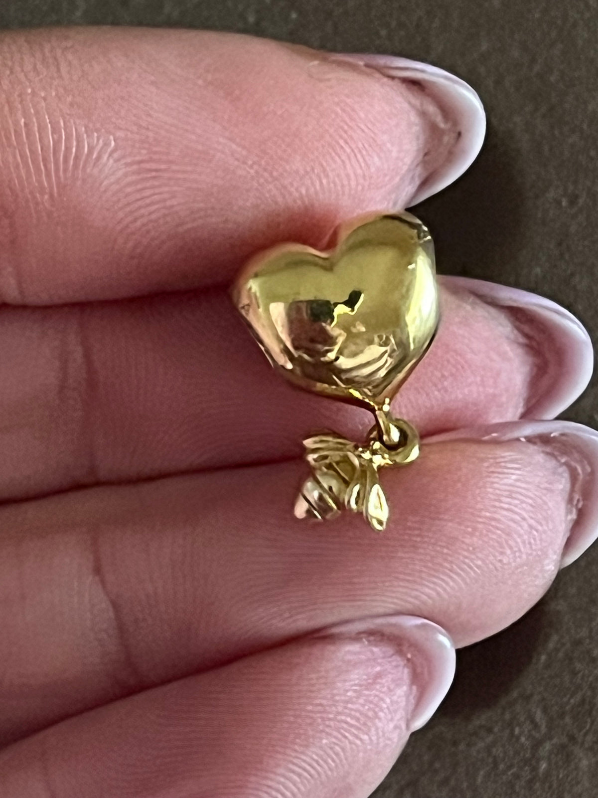 Pandora high shine gold bee heart charm
