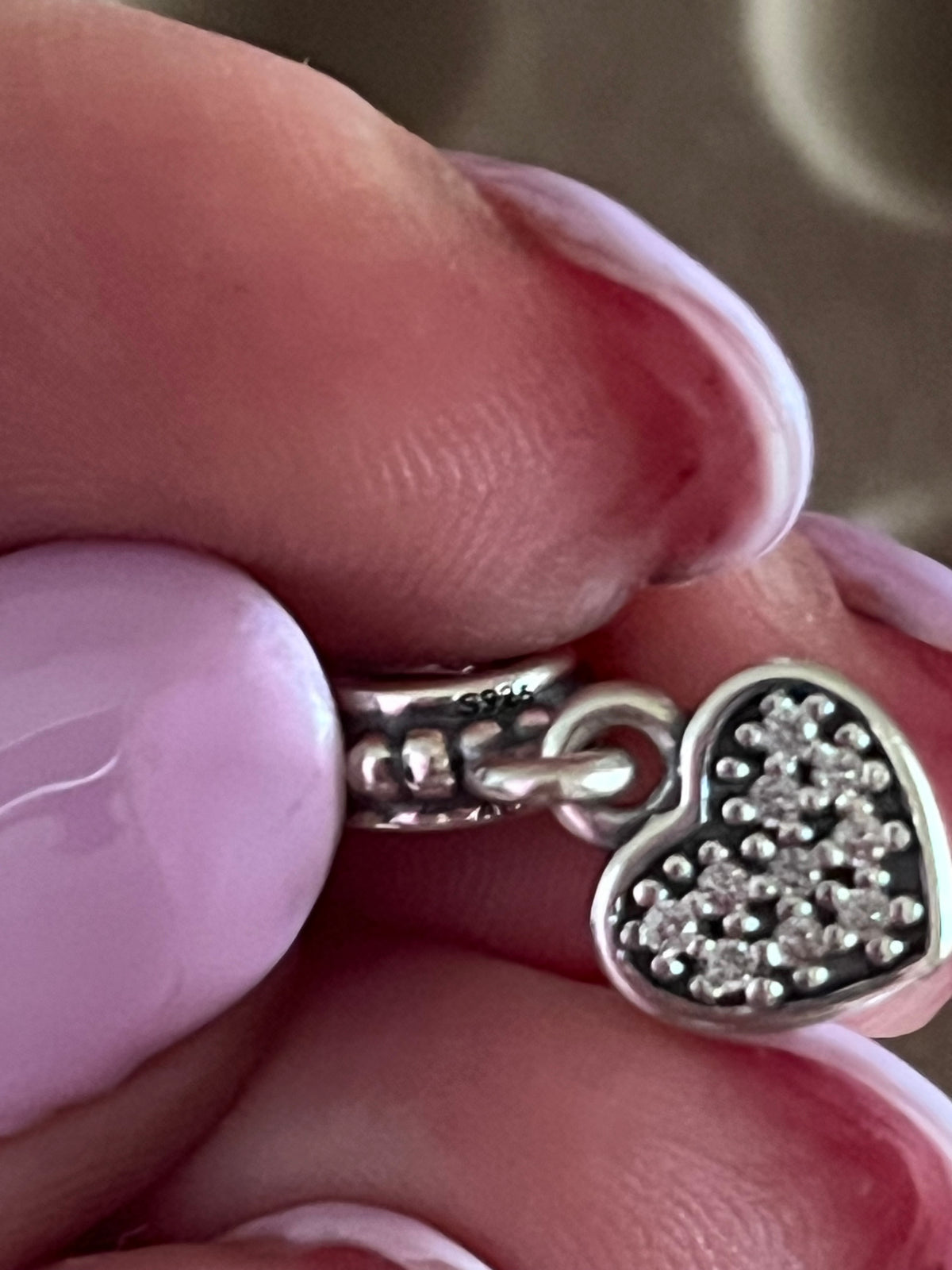 Pandora paved heart dangle charm