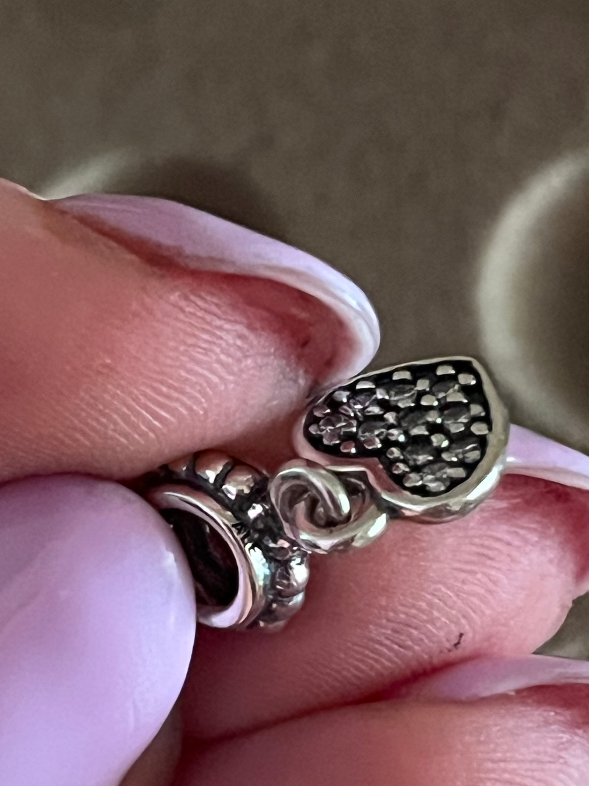 Pandora paved heart dangle charm